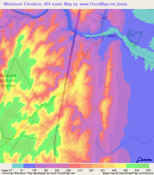 Mhlumeni,Swaziland Elevation Map