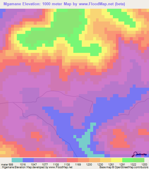 Mgamane,Swaziland Elevation Map