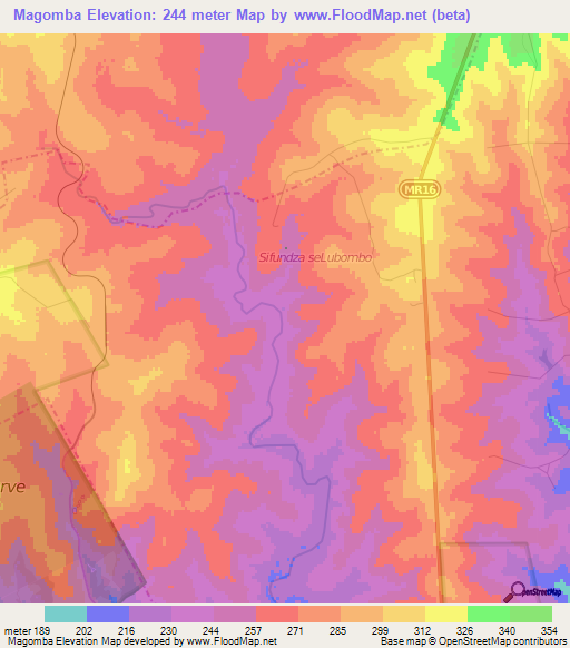 Magomba,Swaziland Elevation Map
