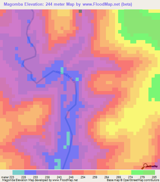 Magomba,Swaziland Elevation Map