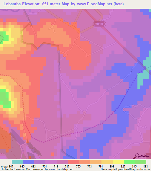 Lobamba,Swaziland Elevation Map