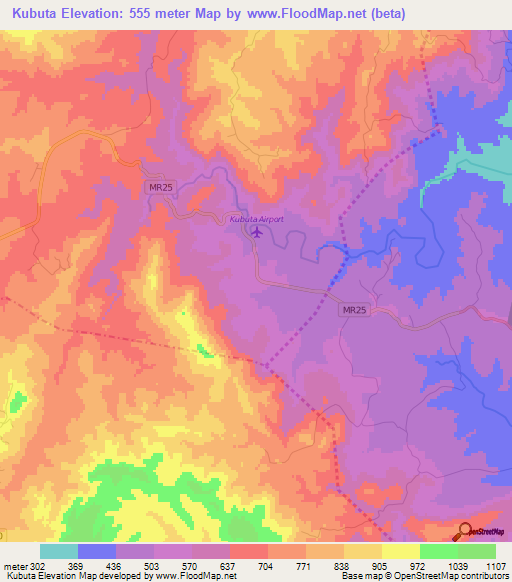 Kubuta,Swaziland Elevation Map