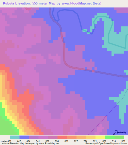 Kubuta,Swaziland Elevation Map