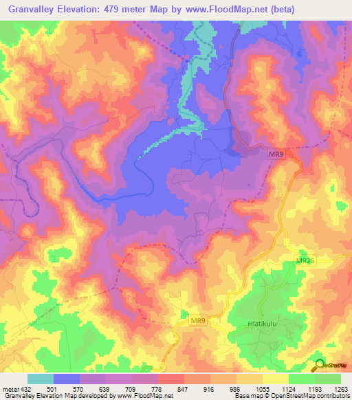 Granvalley,Swaziland Elevation Map