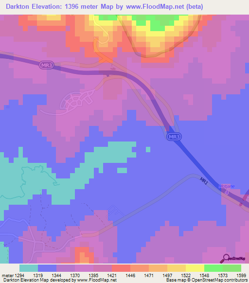 Darkton,Swaziland Elevation Map