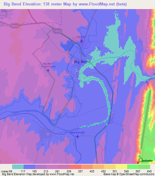 Big Bend,Swaziland Elevation Map