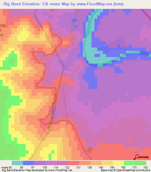 Big Bend,Swaziland Elevation Map