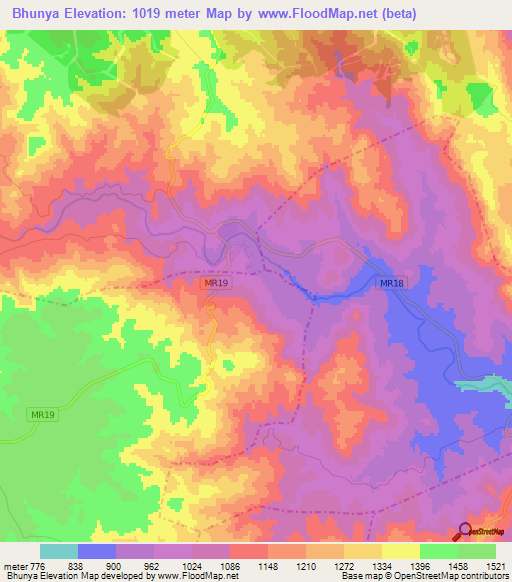 Bhunya,Swaziland Elevation Map