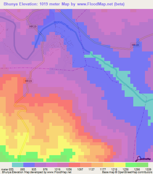 Bhunya,Swaziland Elevation Map