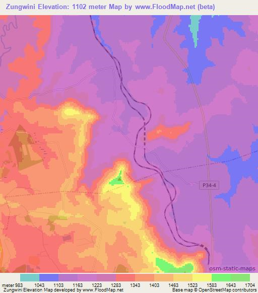 Zungwini,South Africa Elevation Map