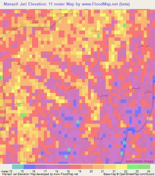 Manazil Jari,Iraq Elevation Map