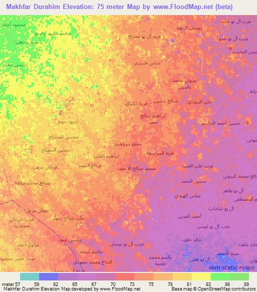 Makhfar Durahim,Iraq Elevation Map