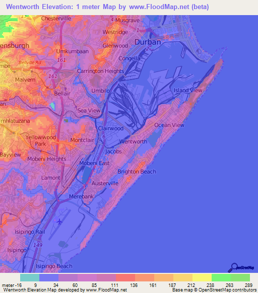 Wentworth,South Africa Elevation Map