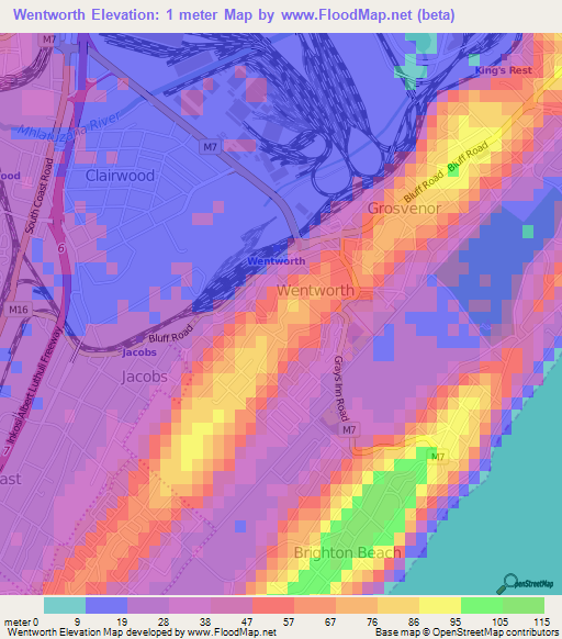 Wentworth,South Africa Elevation Map