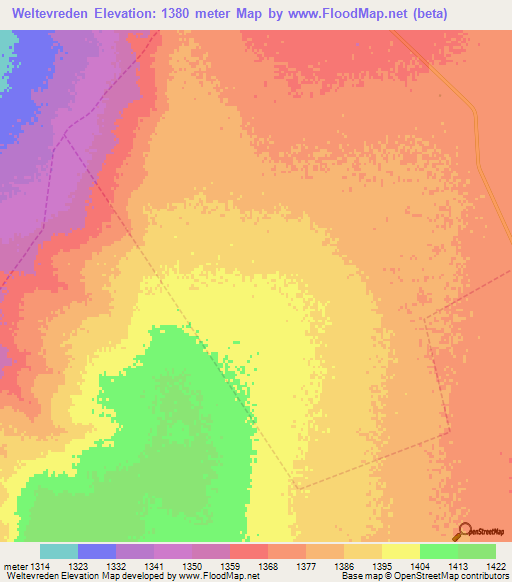 Weltevreden,South Africa Elevation Map