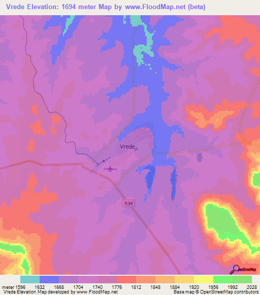 Vrede,South Africa Elevation Map