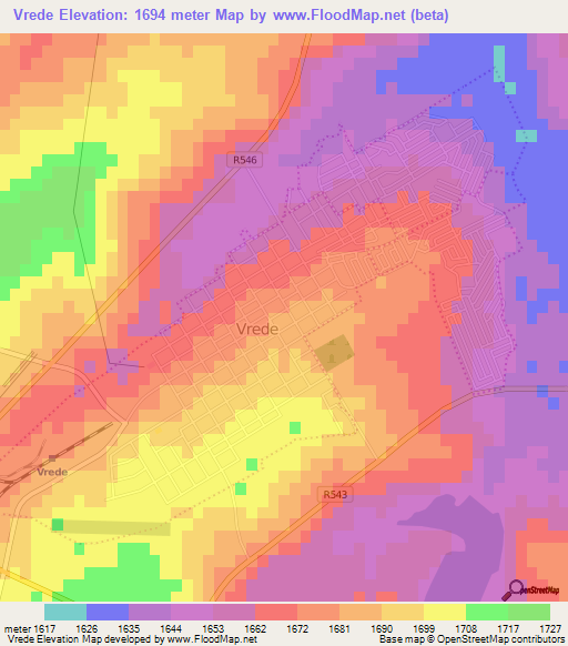 Vrede,South Africa Elevation Map