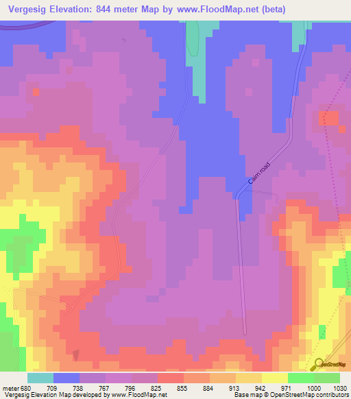 Vergesig,South Africa Elevation Map