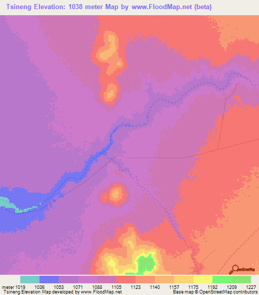 Tsineng,South Africa Elevation Map