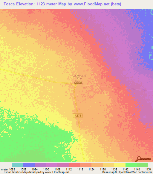 Tosca,South Africa Elevation Map