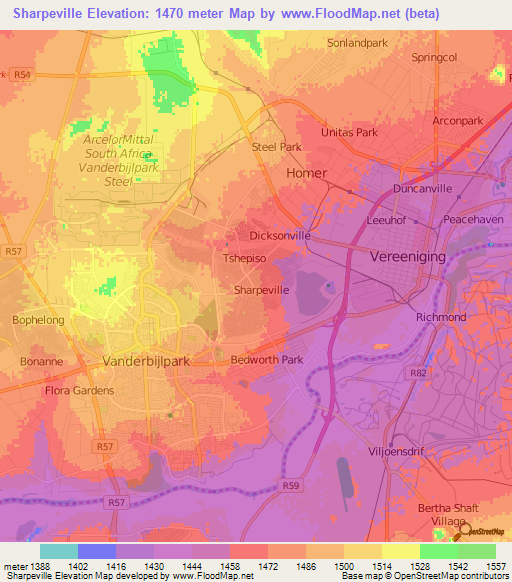 Sharpeville,South Africa Elevation Map
