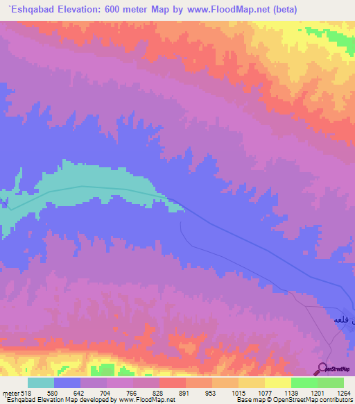 `Eshqabad,Iran Elevation Map