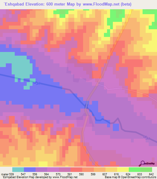 `Eshqabad,Iran Elevation Map