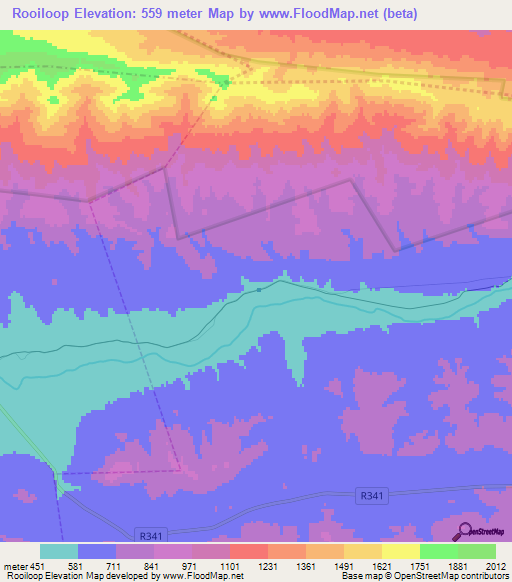 Rooiloop,South Africa Elevation Map