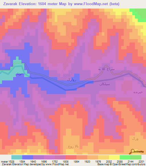 Zavarak,Iran Elevation Map