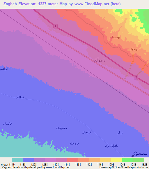 Zagheh,Iran Elevation Map