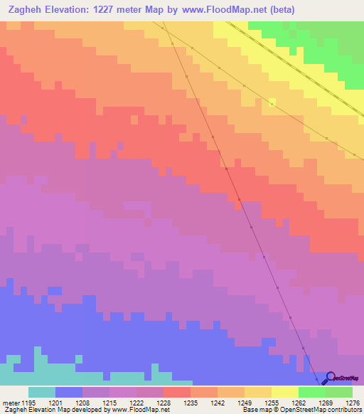 Zagheh,Iran Elevation Map