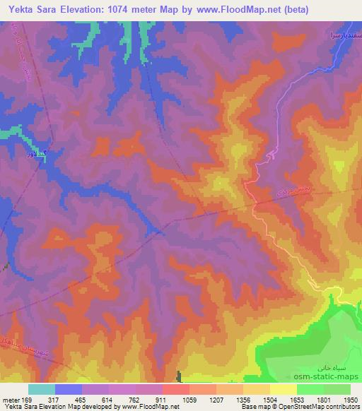 Yekta Sara,Iran Elevation Map