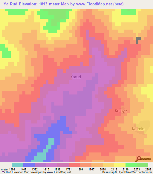 Ya Rud,Iran Elevation Map