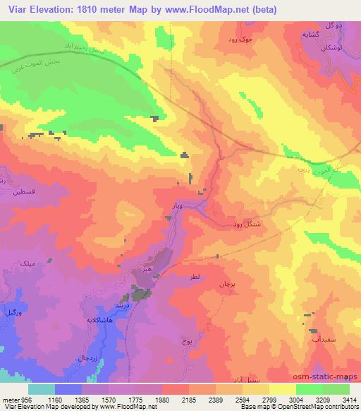 Viar,Iran Elevation Map