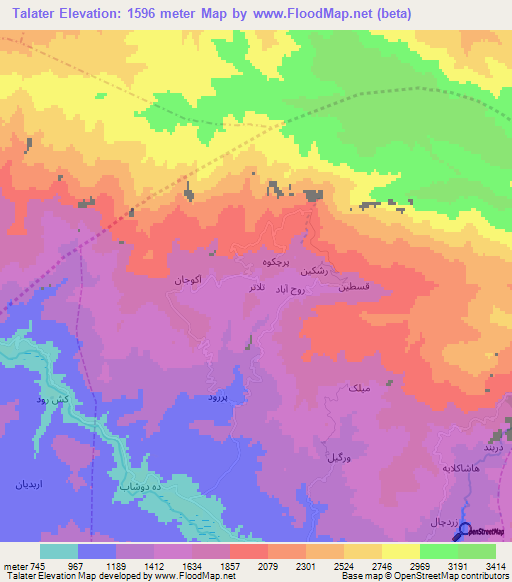 Talater,Iran Elevation Map