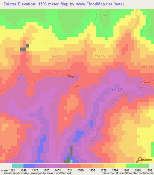 Talater,Iran Elevation Map