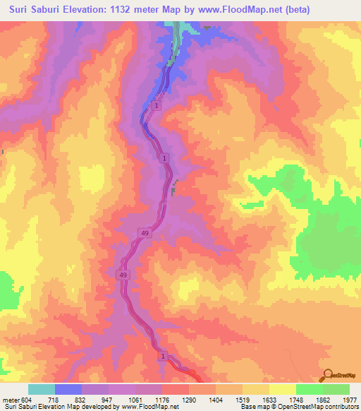 Suri Saburi,Iran Elevation Map
