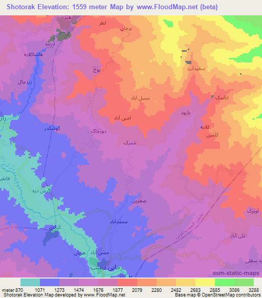 Shotorak,Iran Elevation Map