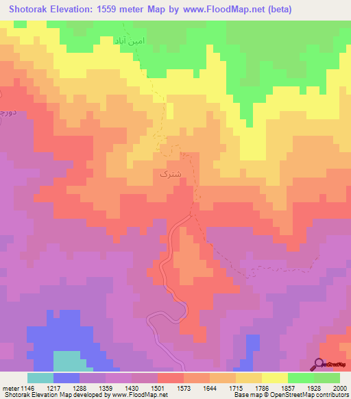 Shotorak,Iran Elevation Map