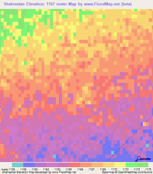 Shahrestan,Iran Elevation Map