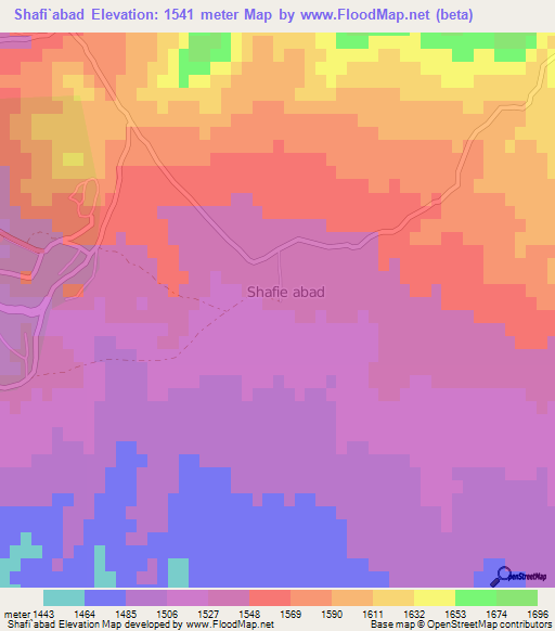Shafi`abad,Iran Elevation Map