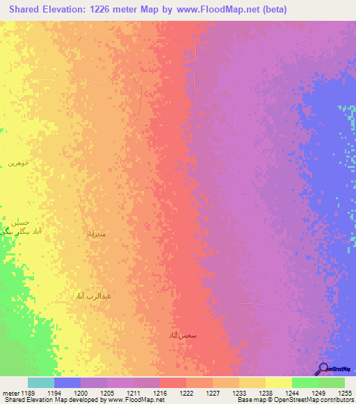 Shared,Iran Elevation Map