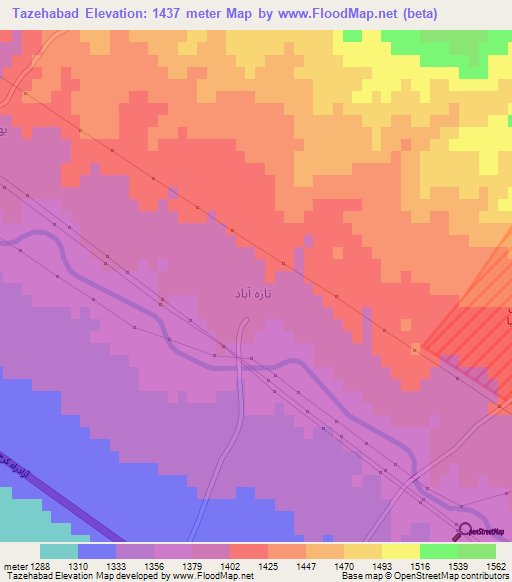Tazehabad,Iran Elevation Map