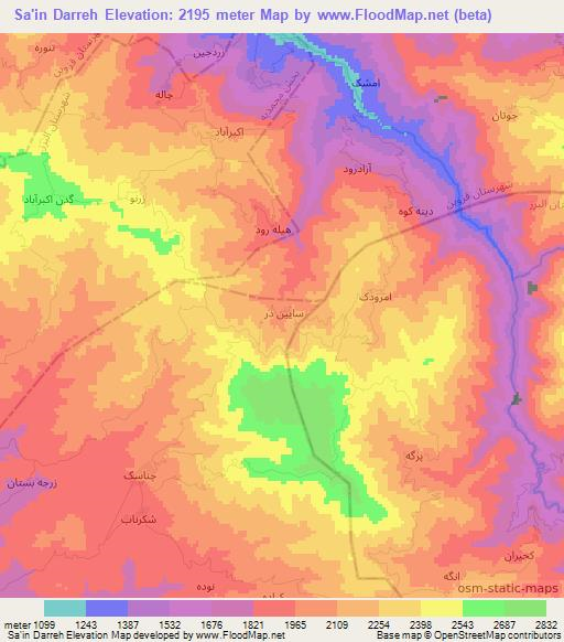 Sa'in Darreh,Iran Elevation Map
