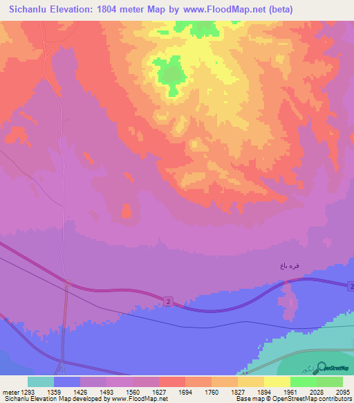 Sichanlu,Iran Elevation Map