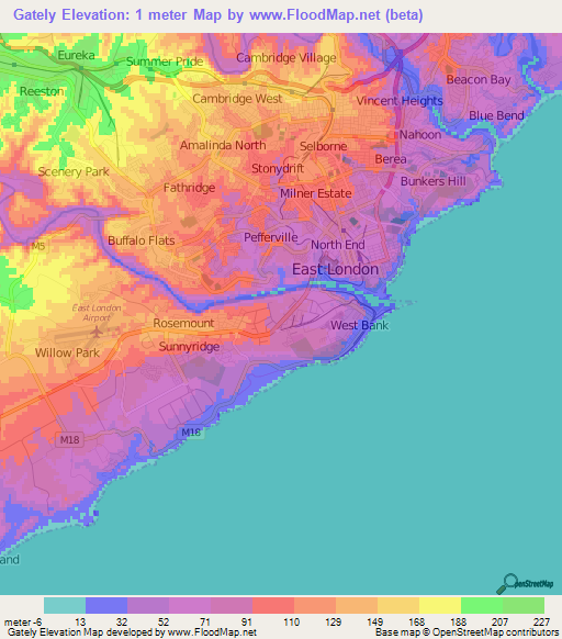 Gately,South Africa Elevation Map