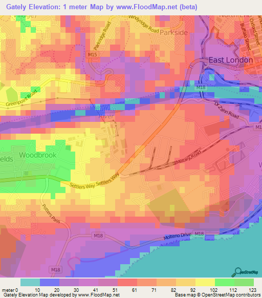 Gately,South Africa Elevation Map