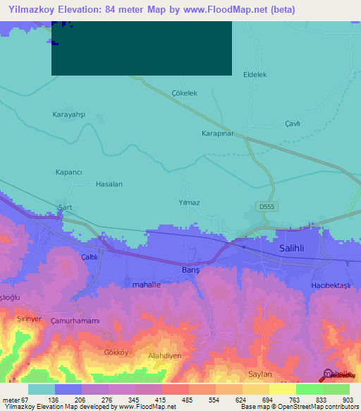 Elevation of Yilmazkoy,Turkey Elevation Map, Topography, Contour