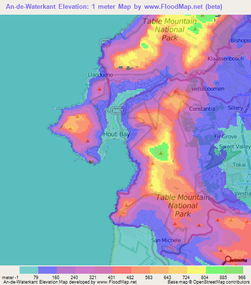 An-de-Waterkant,South Africa Elevation Map