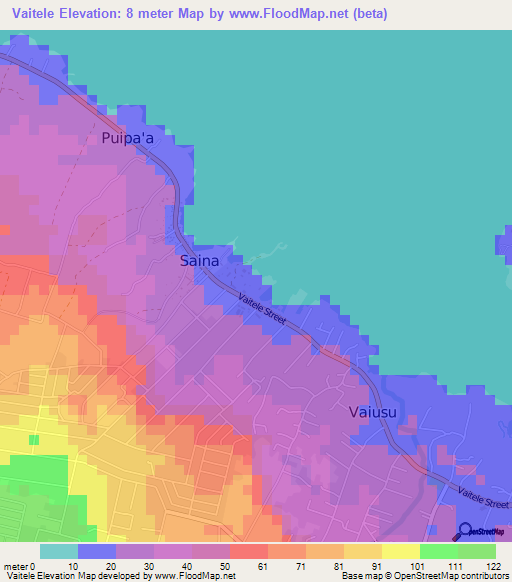 Vaitele,Samoa Elevation Map